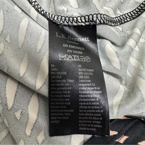 L. K. Bennett Dress  Sz 8 Wrap Gathered Long Sleeves V Neckline - Picture 10 of 10